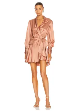 Zimmermann Silk Wrap Mini Dress Pink Size 8 for rent on The Volte - image 1