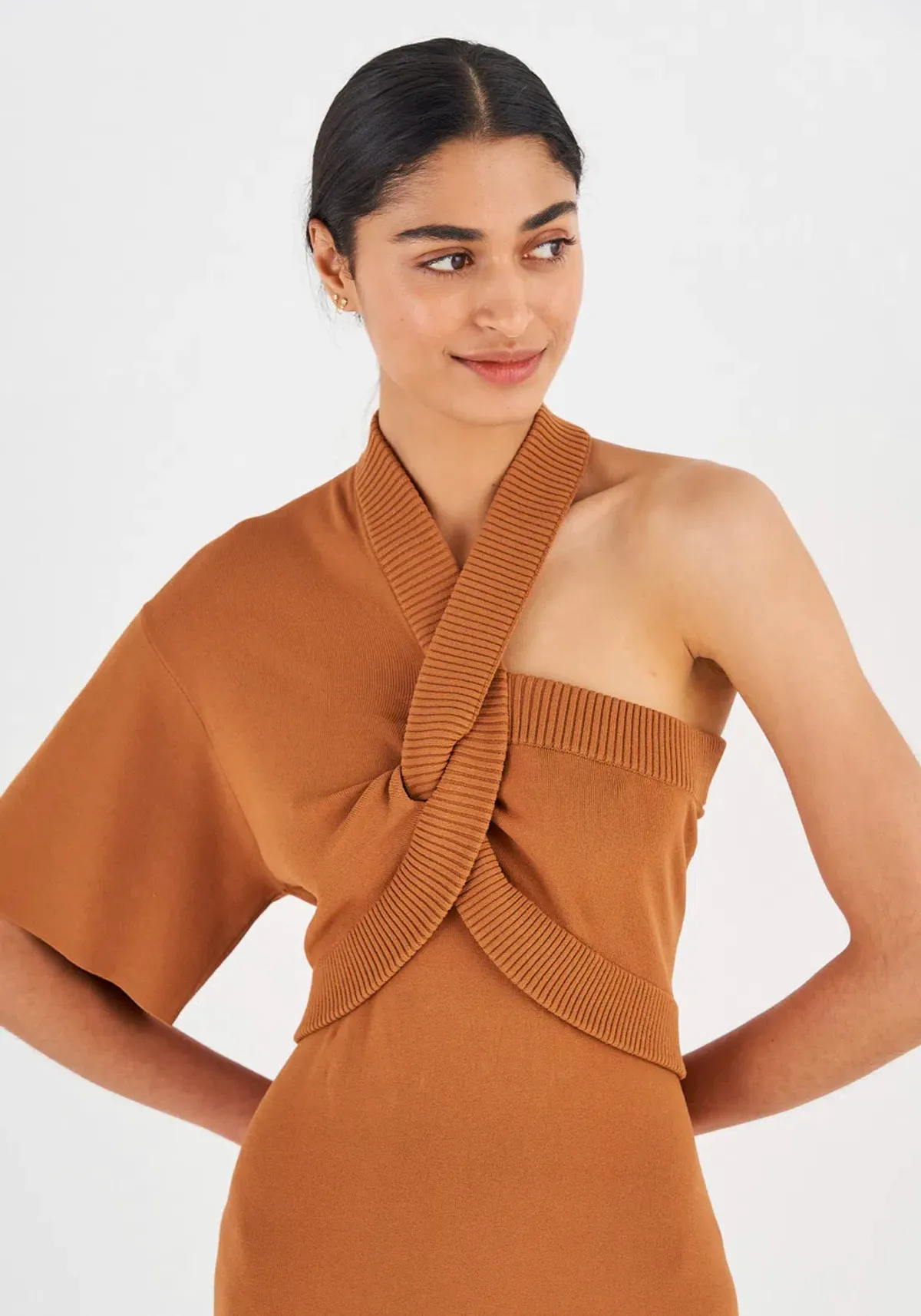 Oroton Asymmetric Dress in Toffee Orange in Size M(AU 10-12) - Image 3