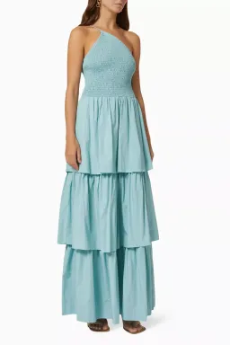 S/W/F One Shoulder Layered Maxi Dress Blue Size L / AU 12 for rent on The Volte - image 1