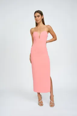 By Johnny Ginny Scoop Split Midi Dress Melon Pink Size XS / AU 6 for rent on The Volte - image 1
