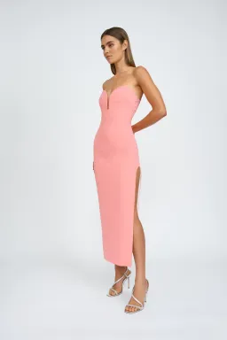 By Johnny Ginny Scoop Split Midi Dress Melon Pink Size XS / AU 6 for rent on The Volte - image 4