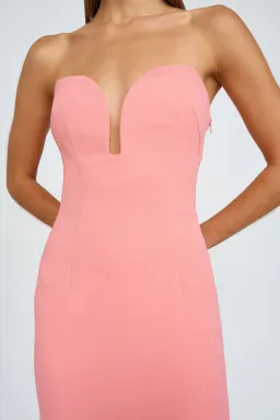 By Johnny Ginny Scoop Split Midi Dress Melon Pink Size XS / AU 6 for rent on The Volte - image 2