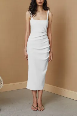 Bec & Bridge Karina Tuck Midi Dress Ivory Size 10 for rent on The Volte - image 1