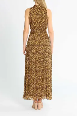 Shona Joy Carmela Sleeveless Midi Dress Khaki Print Size 12 for rent on The Volte - image 3