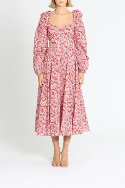 Steele Esme Dress Chestnut Paisley Pink Print Red Size 8 for rent on The Volte - image 1