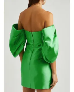 Solace London Elina Satin Mini Dress Lime Green Size 12 for rent on The Volte - image 3