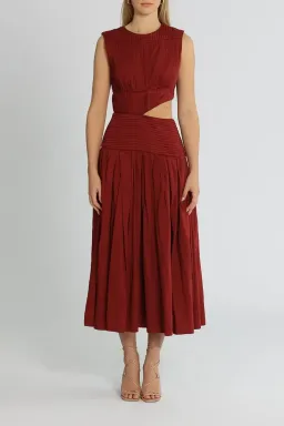 AJE Cascade Cut Out Dress Burgundy Size 14 for rent on The Volte - image 1