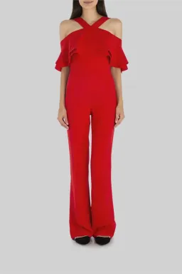 Carla Zampatti Crepe La Vie Boheme Jumpsuit Ruby Size 10 for rent on The Volte - image 1
