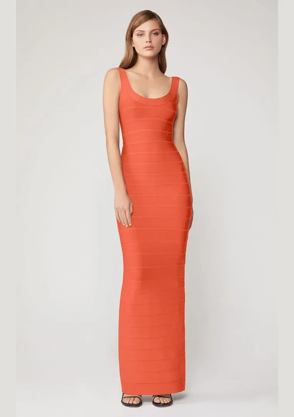 Herve Leger Round Neck Gown Coral Size XS / AU 6 - Image 1