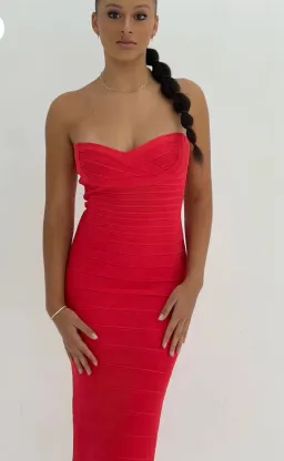 Herve Leger Strapless Gown Red Size S / AU 8 for rent on The Volte - image 2