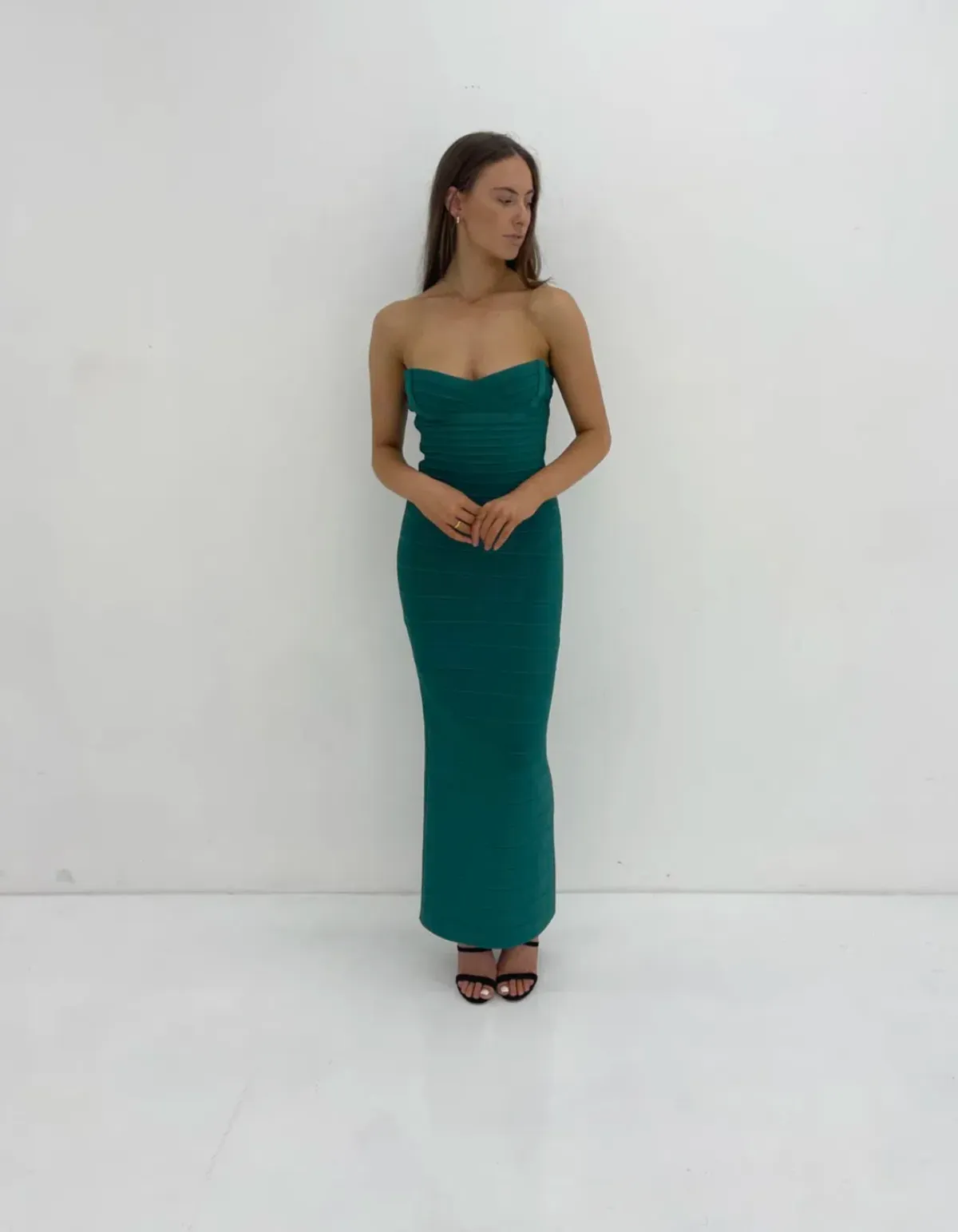 Herve Leger Strapless Gown Jade Size S / AU 8 - Image 4