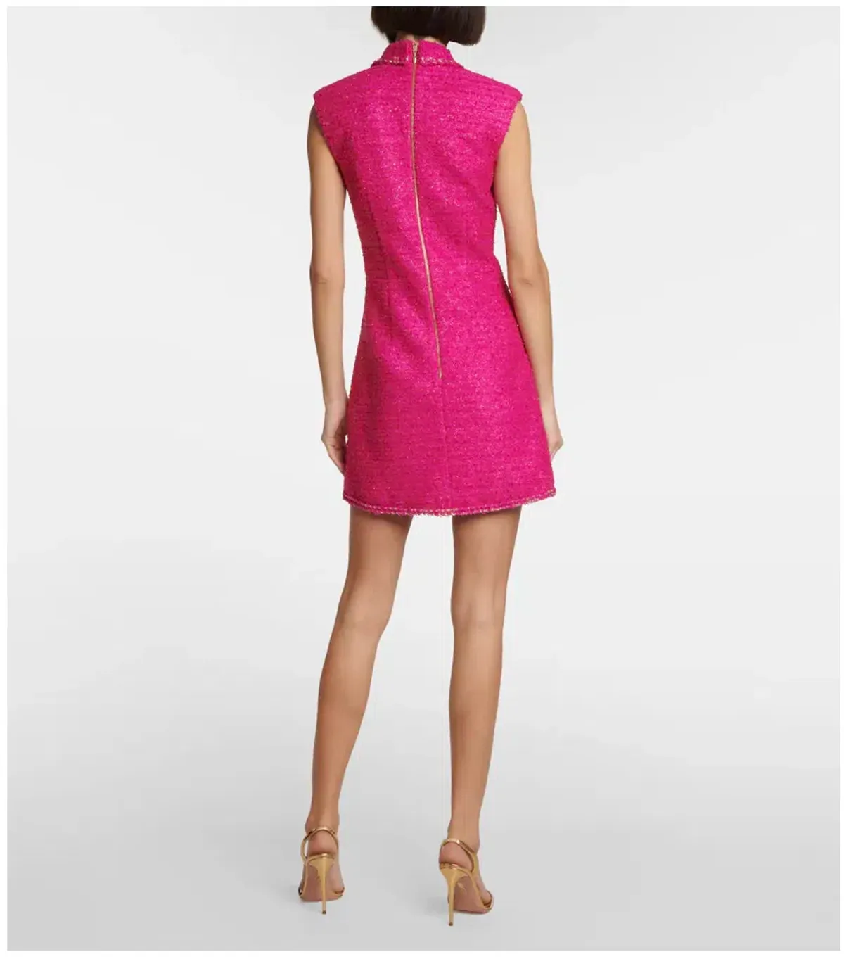 Rebecca Vallance Palais Sleeveless Tweed Blazer Mini Dress Pink Size AU 10 - Image 4