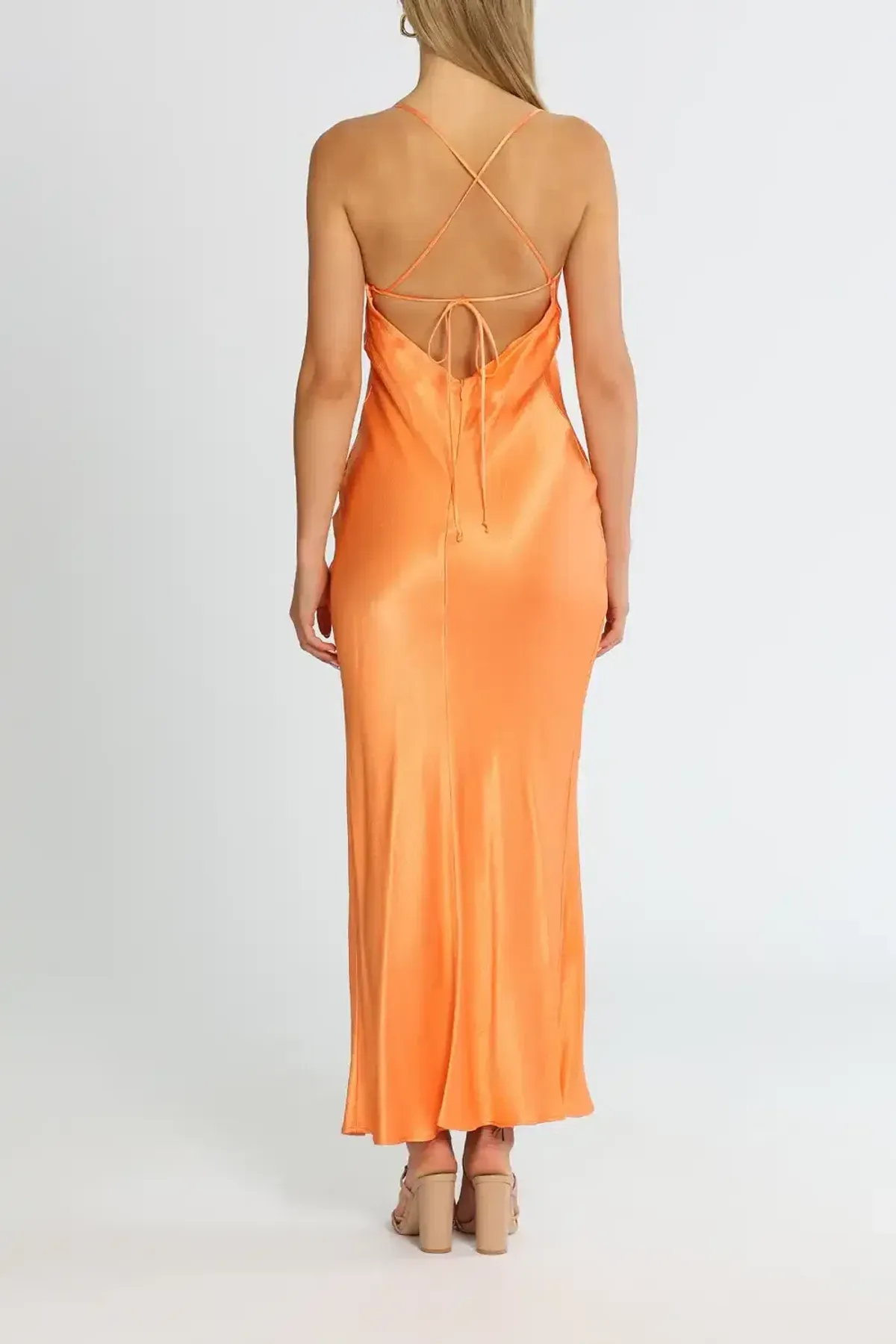 Bec & Bridge Annika Cowl Maxi Dress Sorbet Orange Size AU 10 - Image 3