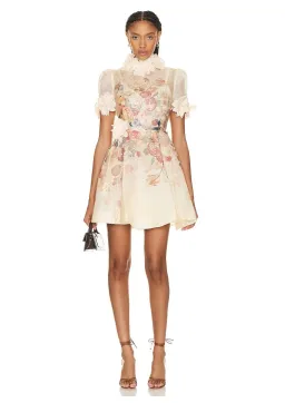 Zimmermann Luminosity Lift Off Flower Mini Dress Morisot Cream Print Size 1 / AU 10 for rent on The Volte - image 1