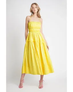 Aje Romance Tie Strap Midi Dress Sunshine Yellow Size 16  for rent on The Volte - image 1