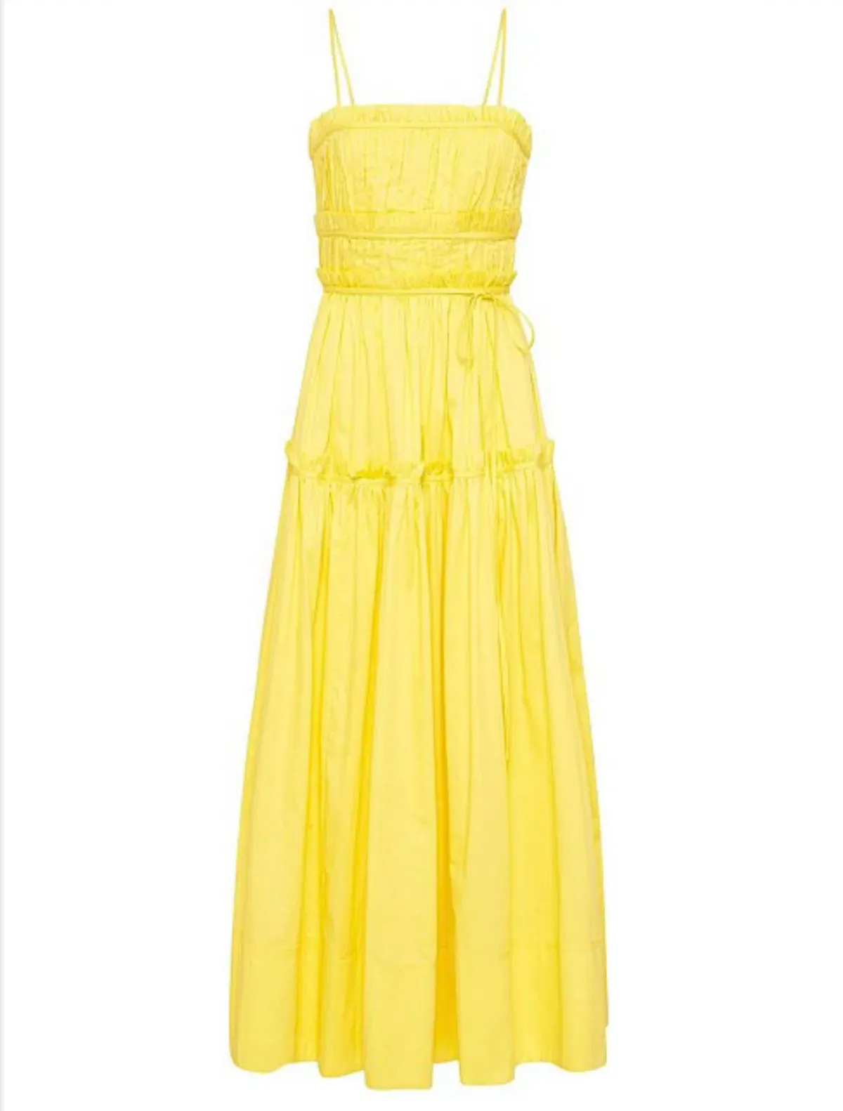 Aje Romance Tie Strap Midi Dress Sunshine Yellow Size 16  - Image 4