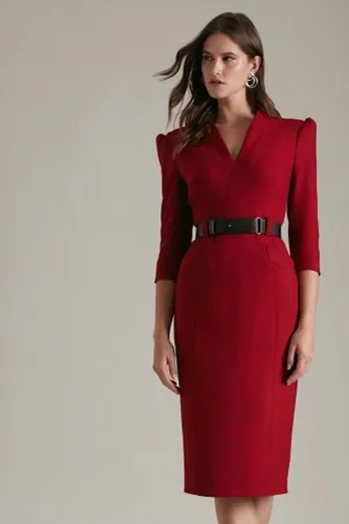 Karen Millen Forever Midi Dress in Red Size 10 - Image 1