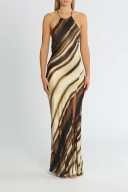 Bec & Bridge Watercolour Maxi Dress Brown/Cream Print Size 12 for rent on The Volte - image 1