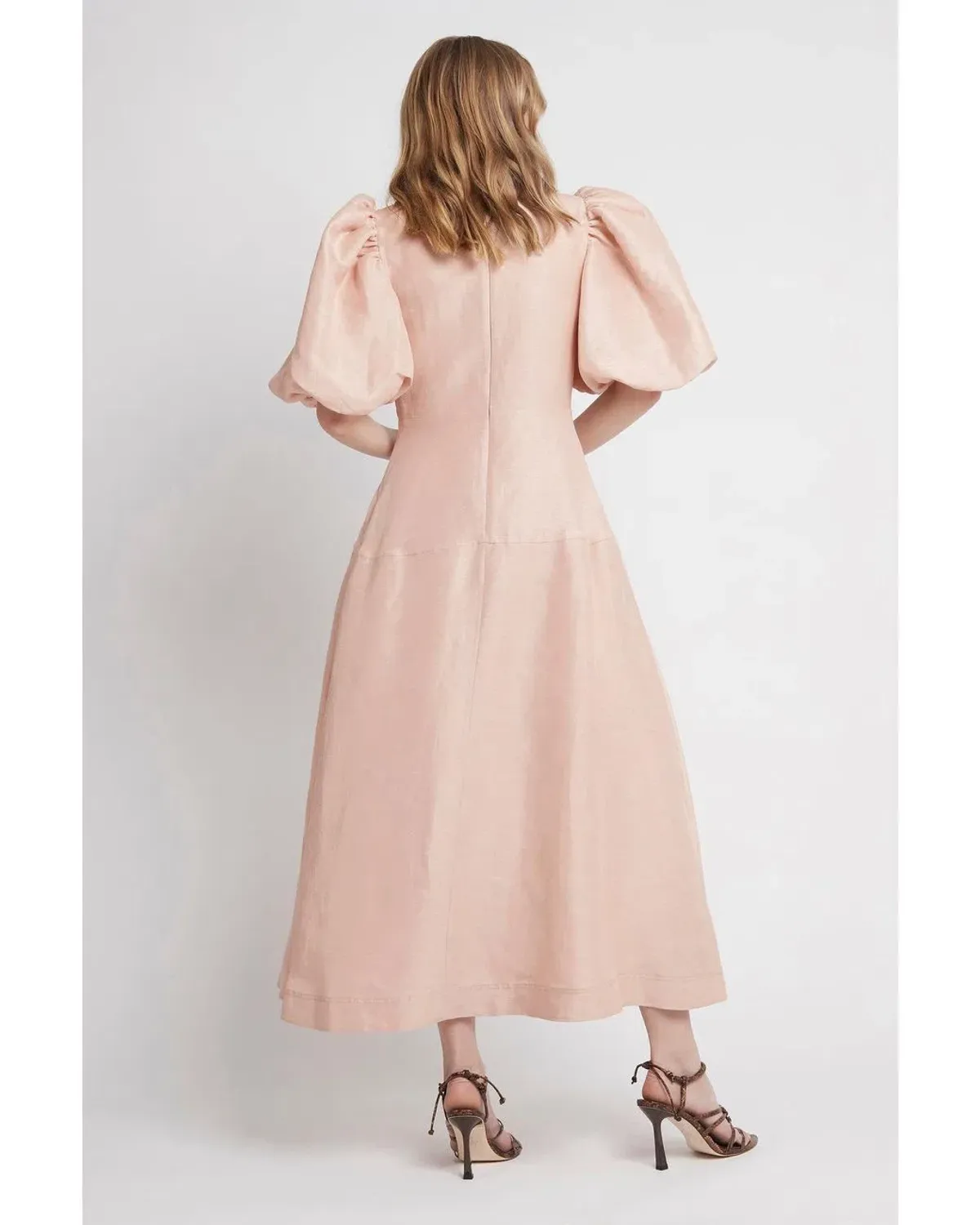 AJE Dusk Knot Puff Sleeve Midi Dress Blush Size 6 - Image 2