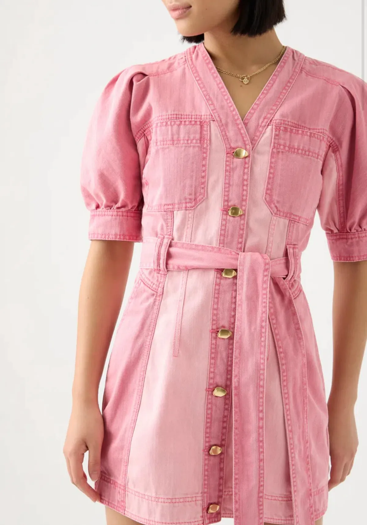 AJE Shades Pink Denim Dress Two Tone Pink Size 6 - Image 2
