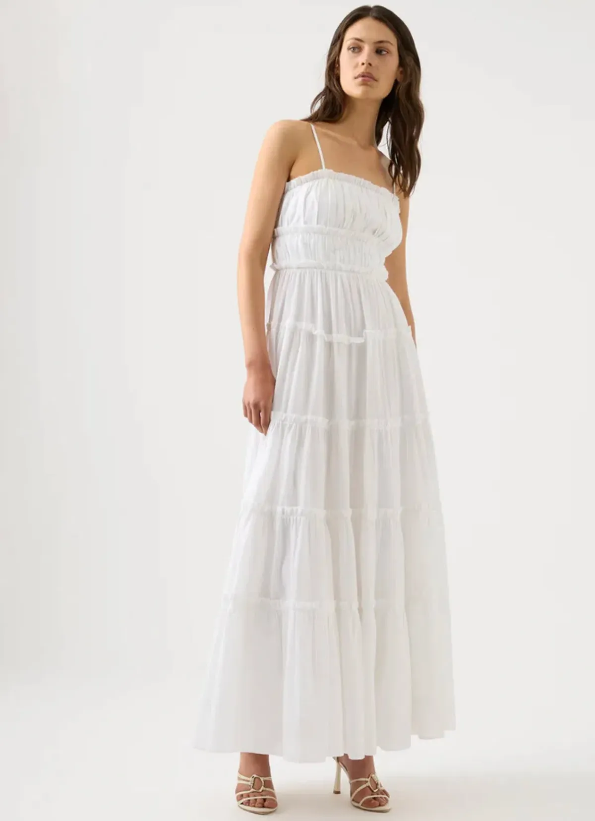 AJE Luna Tiered Maxi Dress Ivory Size 6 - Image 1