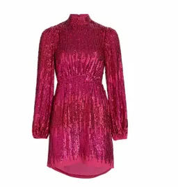 Rixo London Lara Sequined Mini Dress Hot Pink Size 10 for rent on The Volte - image 6