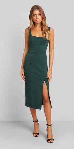 Kookai Martina Midi Dress In Pine Grove Green Size 10 for rent on The Volte - image 2