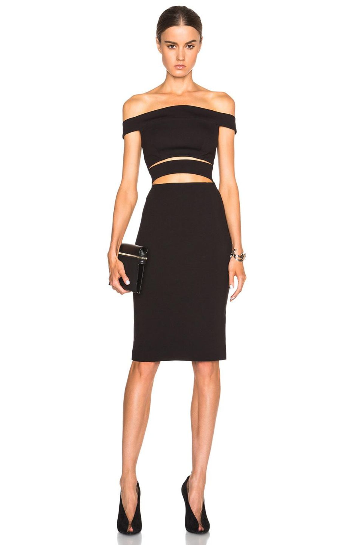 NICHOLAS THE LABEL // PONTI OFF SHOULDER STRAP DRESS - Image 1