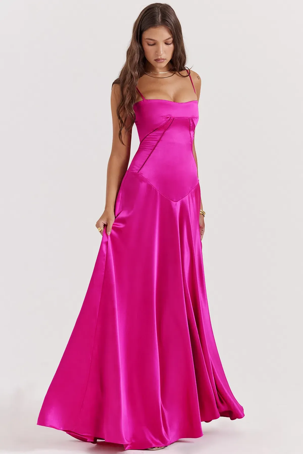 House of CB Anabella Seren Lace Up Corset Maxi Dress in Hot Pink Fuchsia Size XS / AU 6  - Image 4