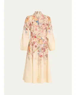 Zimmermann Luminosity Buttoned Midi Dress Morisot Cream Floral Print Size 2 / AU 12 for rent on The Volte - image 4