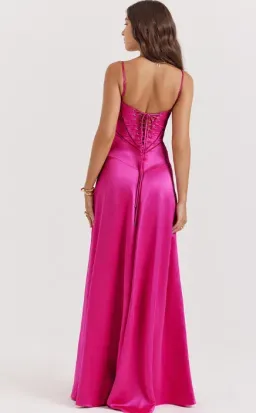 House of CB Anabella Seren Lace Up Corset Maxi Dress in Hot Pink Fuchsia Size M / Size AU 10  for rent on The Volte - image 4