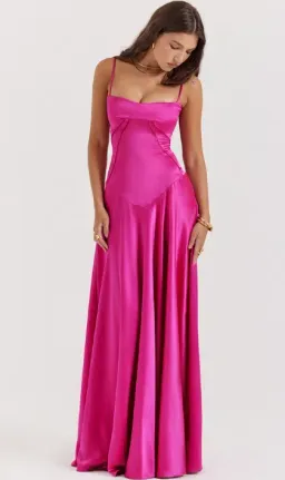 House of CB Anabella Seren Lace Up Corset Maxi Dress in Hot Pink Fuchsia Size M / Size AU 10  for rent on The Volte - image 2