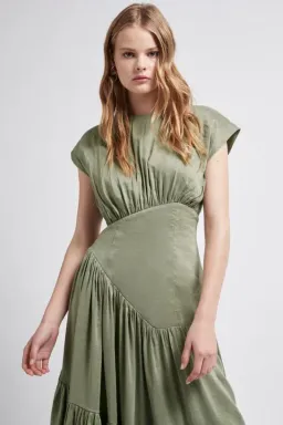 Aje Midi Reflection Dress In Oakmoss Size AU 6 for rent on The Volte - image 3