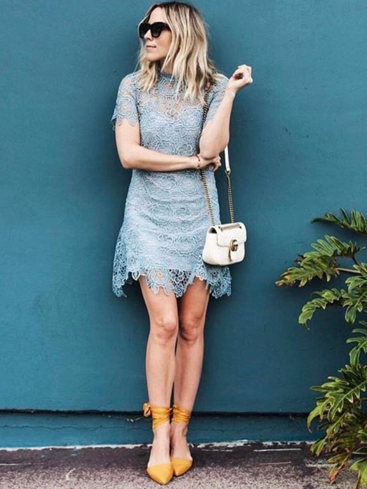 Self Portrait Peep Back Mini Dress - Icey Blue size 14 - Image 1