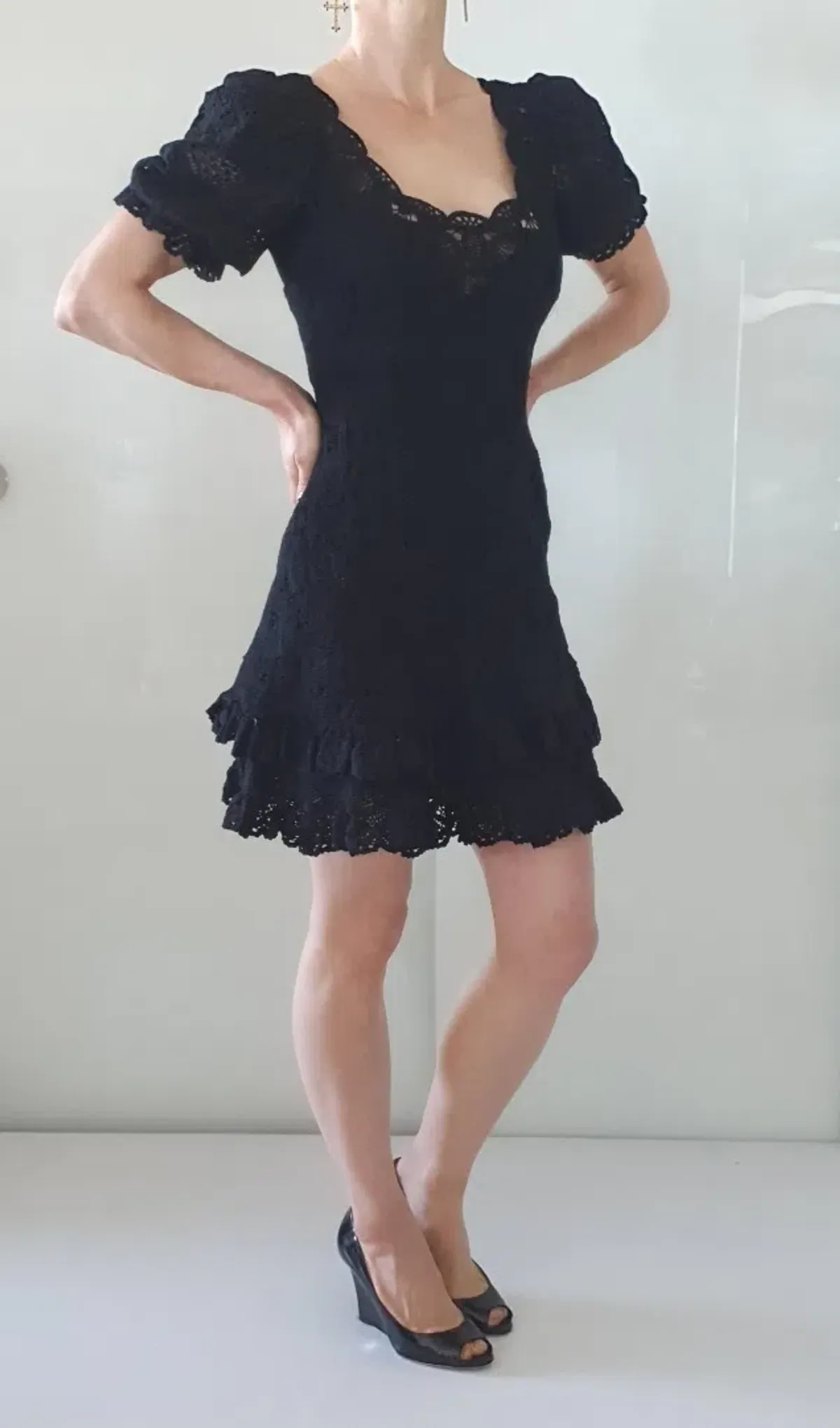 Jonathan Simkhai Crochet Lace Mini Dress Black Size 6 - Image 2