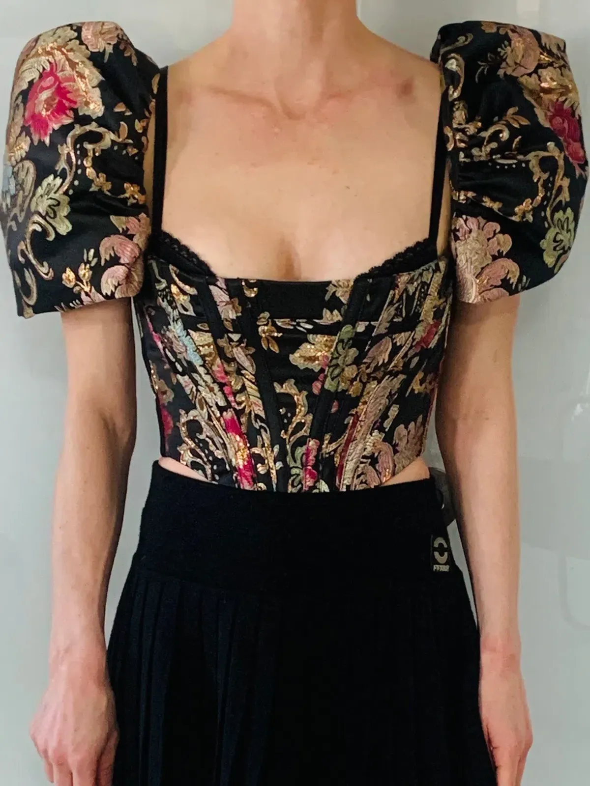 House CB Isabella Puff Sleeve Bustier Brocade Jacquard Size 6 - Image 2