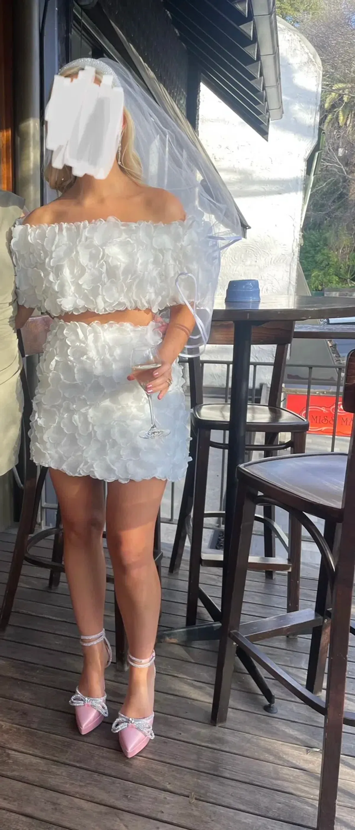 Selezza London Mabel Top & Mia Mini Skirt Set Lily White Size AU 6 - Image 3