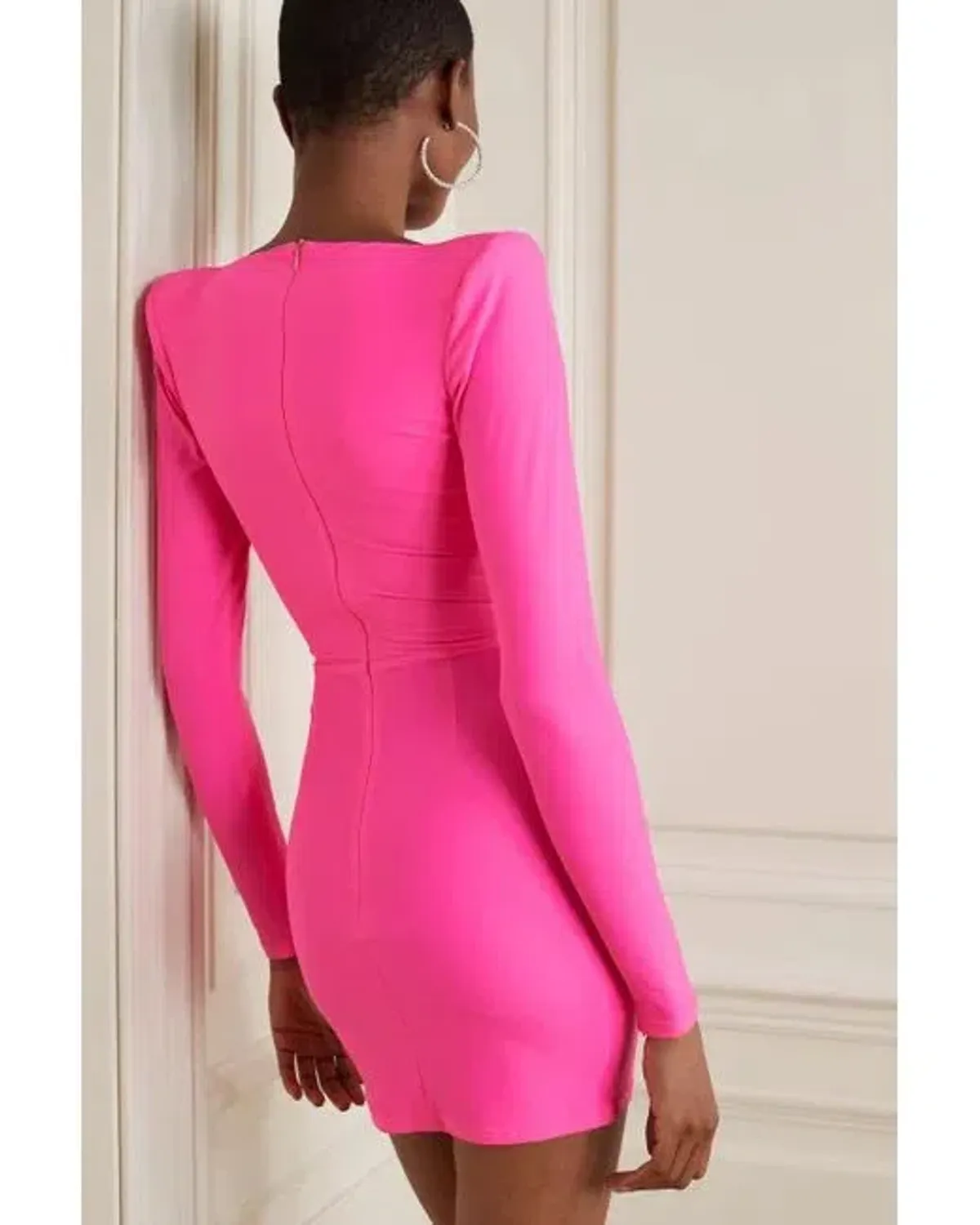 Alex Perry Howell Stretch Jersey Mini Pink Neon Dress Size AU 6 - Image 2