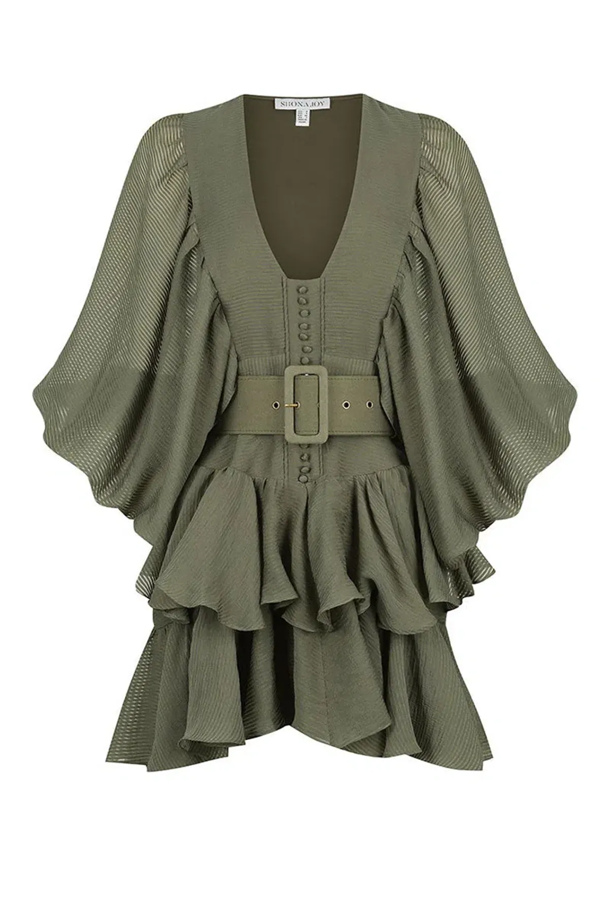 Shona Joy Charlotte Plunge Draped Mini Dress Green Size AU 10 - Image 3