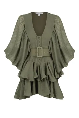 Shona Joy Charlotte Plunge Draped Mini Dress Green Size AU 10 for rent on The Volte - image 3