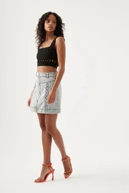 Aje Ney Diamond Cut Out Crop Top Black Size AU 12 for rent on The Volte - image 1