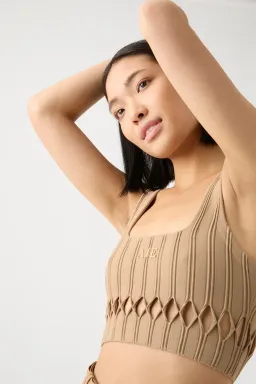 Aje Ney Diamond Cut Out Crop Top Brown Size AU 10 for rent on The Volte - image 2