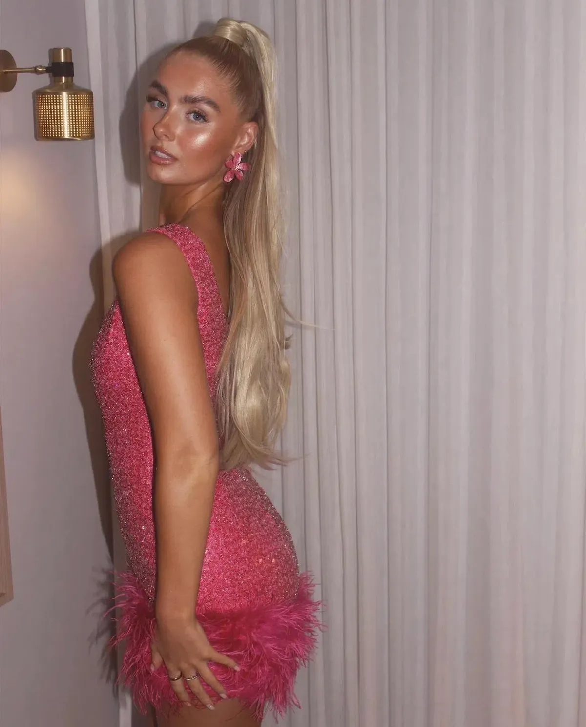 Nadine Merabi Evie Mini Dress Hot Pink Sequin Beadwork Size AU 8 - Image 12