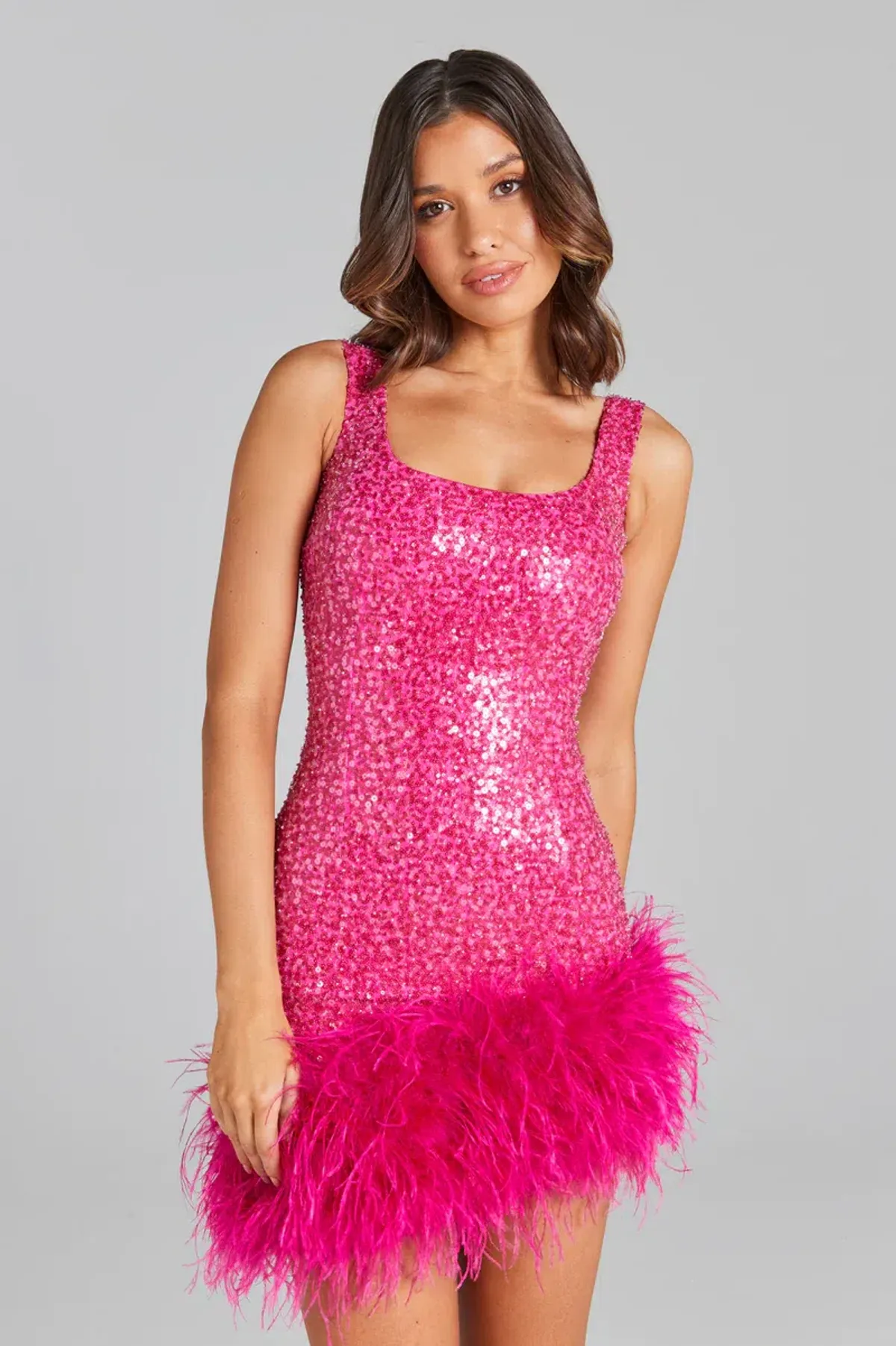 Nadine Merabi Evie Mini Dress Hot Pink Sequin Beadwork Size AU 8 - Image 4