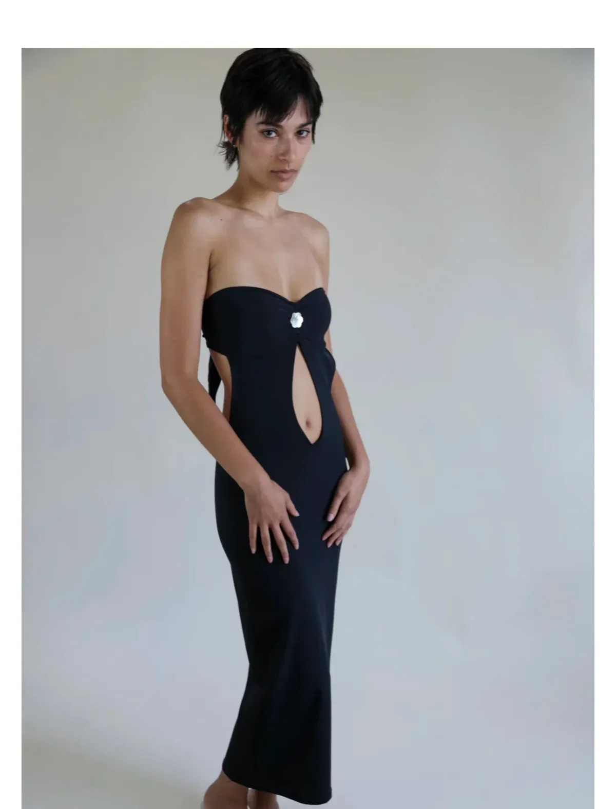 BUCI NYC Long Flower Dress Black Size 6 - Image 2