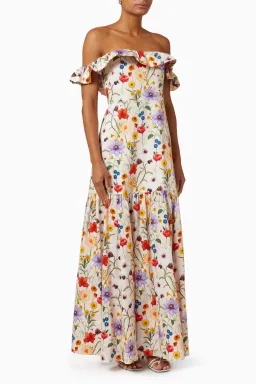 Borgo de Nor Farrah Off Shoulder Cotton Dress Floral Size 12  for rent on The Volte - image 1