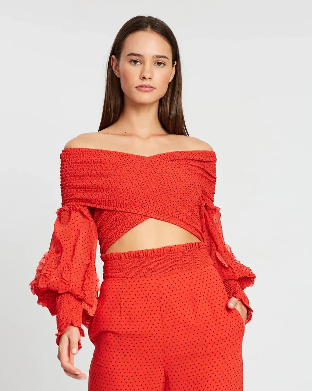 Rachel Gilbert Cordelia Top and Pants Set Red Size AU 12 - Image 2