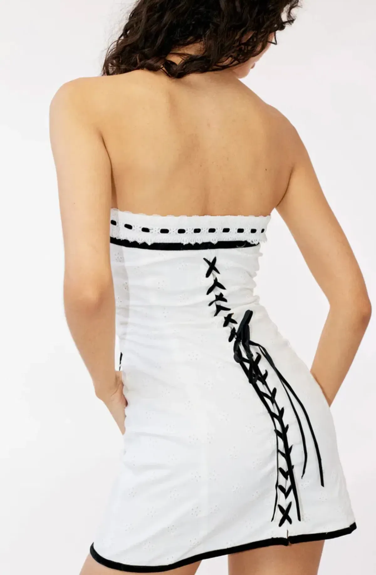 With Jean Sabrin Mini Dress White Embroidery Size AU 8 - Image 2