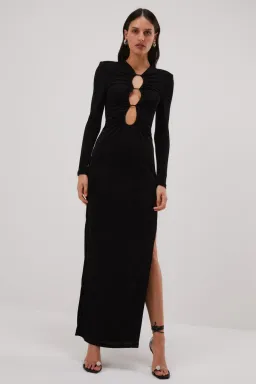 Misha Edita Slinky Jersey Gown Black Size 8  for rent on The Volte - image 1