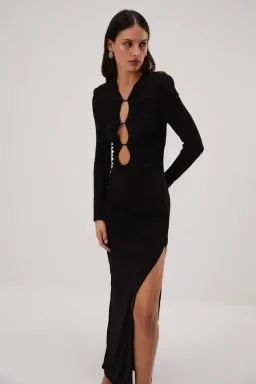 Misha Edita Slinky Jersey Gown Black Size 8  for rent on The Volte - image 2